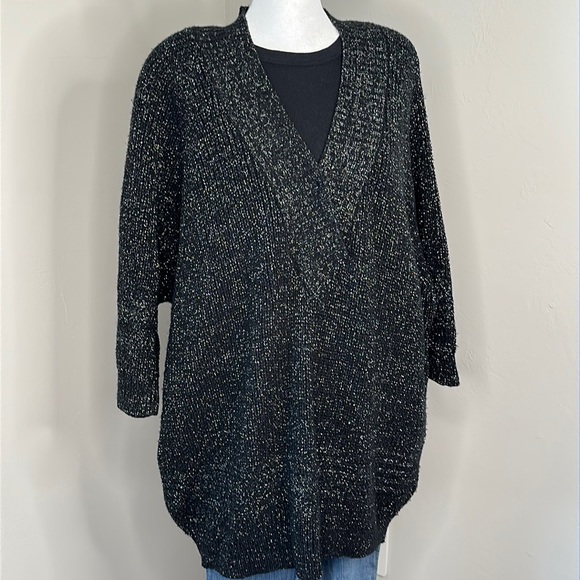 Vintage Sweaters - Vintage Alissia Black & Silver Metallic OSFA Sweater